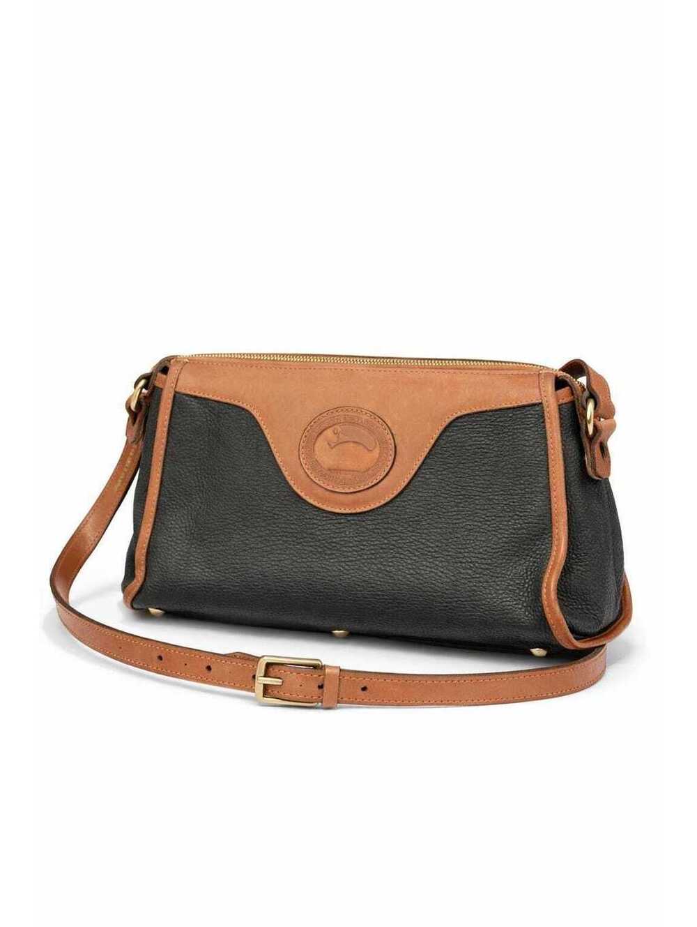 Vintage Dooney & Bourke AWL Crossbody Bag | Black Pebbled Leather, Duck Logo